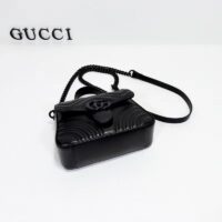 Gucci Women GG Marmont Mini Top Handle Bag Black Matelassé Chevron Leather (3)