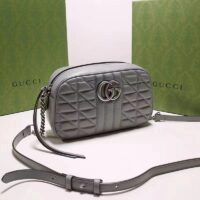 Gucci Women GG Marmont Small Shoulder Bag Grey Matelassé (5)