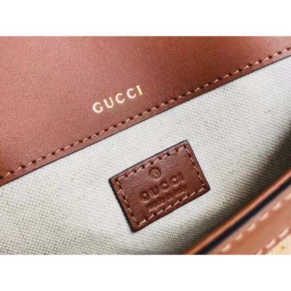 Gucci Women Horsebit 1955 GG Mini Bag Camel Ebony GG Canvas Crystals (4)