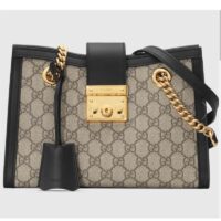 Gucci Women Padlock GG Small Shoulder Bag Black Beige Ebony Supreme Canvas (9)