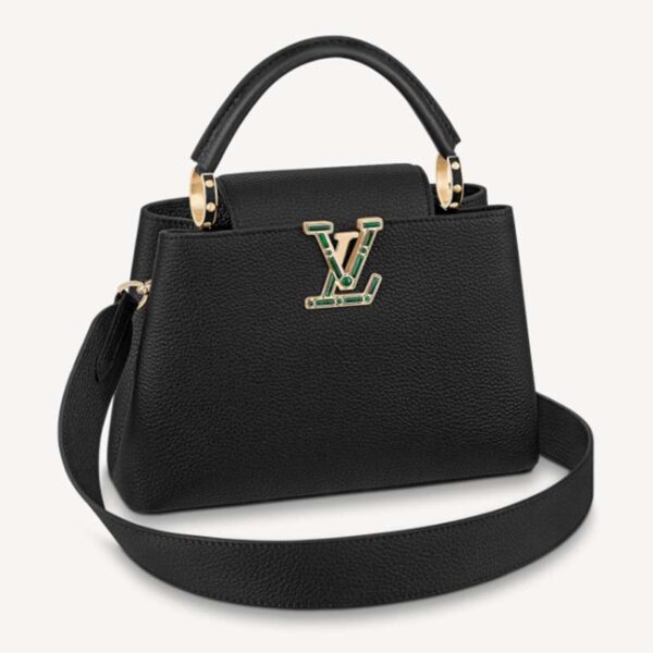 Louis Vuitton LV Unisex Capucines BB Handbag Black Taurillon Cowhide Leather (11)