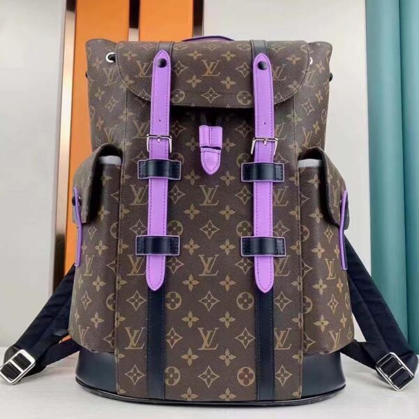 Louis Vuitton LV Unisex Christopher MM Backpack Monogram Macassar Coated Canvas (9)