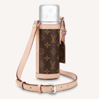 Louis Vuitton LV Unisex Flask Holder Brown Steel Monogram Canvas Natural Cowhide