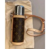 Louis Vuitton LV Unisex Flask Holder Brown Steel Monogram Canvas Natural Cowhide