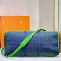 Louis Vuitton LV Unisex Keepall 50B Blue Green Taurillon Cowhide Leather (4)