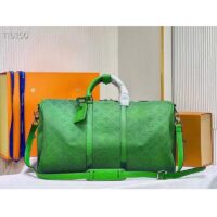 Louis Vuitton LV Unisex Keepall 50B Blue Green Taurillon Cowhide Leather (4)