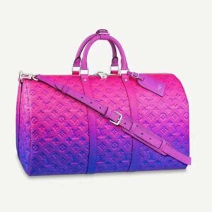 Louis Vuitton LV Unisex Keepall 50B Blue Pink Taurillon Cowhide Leather