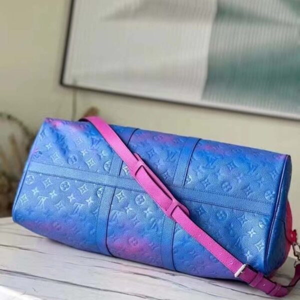 Louis Vuitton LV Unisex Keepall 50B Blue Pink Taurillon Cowhide Leather (10)