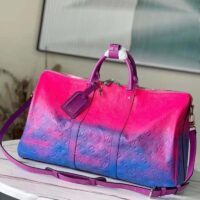 Louis Vuitton LV Unisex Keepall 50B Blue Pink Taurillon Cowhide Leather (1)