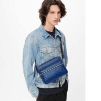 Louis Vuitton LV Unisex Outdoor Messenger Navy Blue Taiga Cowhide Leather Monogram Canvas (6)