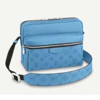 Louis Vuitton LV Unisex Outdoor Messenger Navy Blue Taiga Cowhide Leather Monogram Canvas (6)