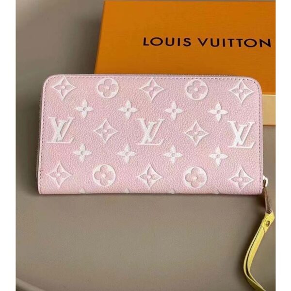 Louis Vuitton LV Unisex Zippy Wallet Pink Monogram Empreinte Embossed Supple Grained Cowhide (5)