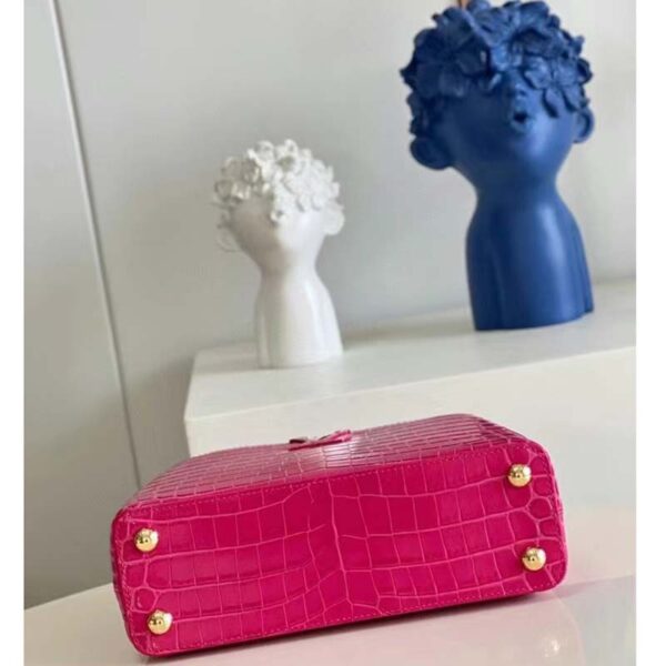 Louis Vuitton LV Women Capucines BB Handbag Pink Crocodilian Leather (3)