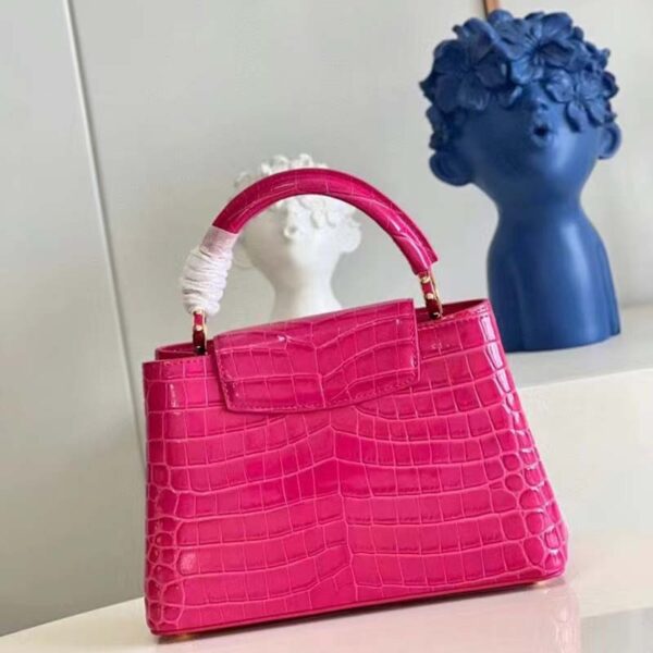 Louis Vuitton LV Women Capucines BB Handbag Pink Crocodilian Leather (4)