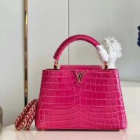 Louis Vuitton LV Women Capucines BB Handbag Pink Crocodilian Leather (1)