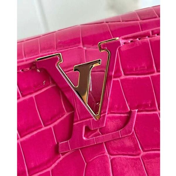 Louis Vuitton LV Women Capucines BB Handbag Pink Crocodilian Leather (8)