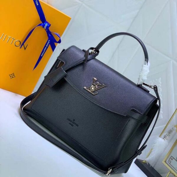 Louis Vuitton LV Women Lockme Ever MM Handbag Black Soft Grained Calfskin (3)