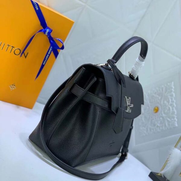 Louis Vuitton LV Women Lockme Ever MM Handbag Black Soft Grained Calfskin (9)
