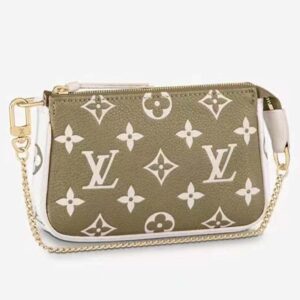 Louis Vuitton LV Women Mini Pochette Accessoires Green Monogram Empreinte Embossed Supple Grained Cowhide