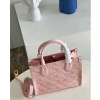 Louis Vuitton LV Women OnTheGo PM Tote Bag Pink Sprayed Embossed Grained Cowhide (7)