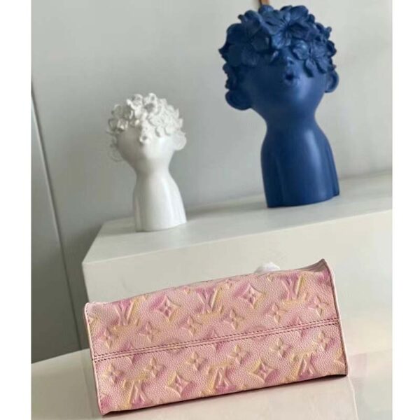 Louis Vuitton LV Women OnTheGo PM Tote Bag Pink Sprayed Embossed Grained Cowhide (2)