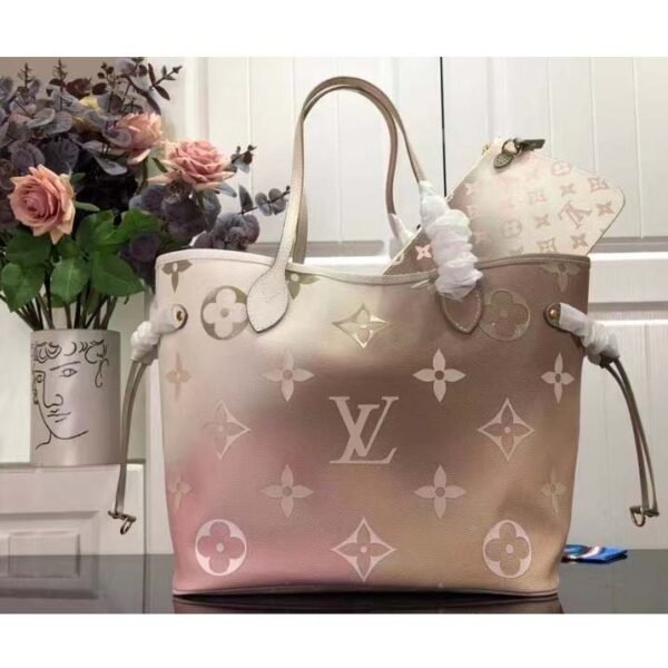 Louis Vuitton Women Neverfull MM Tote Sunset Kaki Monogram Coated Canvas (6)