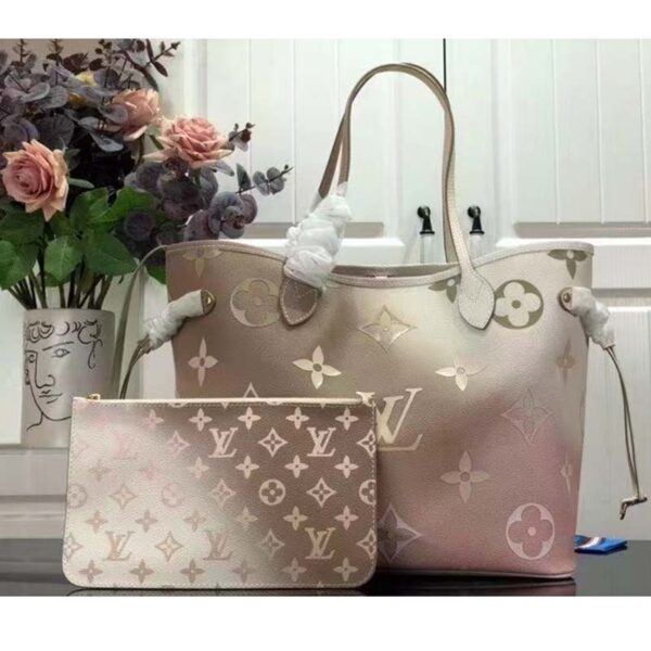 Louis Vuitton Women Neverfull MM Tote Sunset Kaki Monogram Coated Canvas (8)