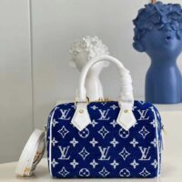 Louis Vuitton Women Speedy Bandouliere 20 Bag Blue Monogram Jacquard Velvet Cowhide (3)