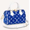 Louis Vuitton Women Speedy Bandouliere 20 Bag Blue Monogram Jacquard Velvet Cowhide