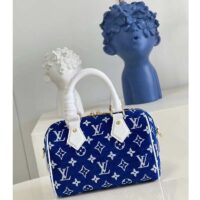 Louis Vuitton Women Speedy Bandouliere 20 Bag Blue Monogram Jacquard Velvet Cowhide (3)