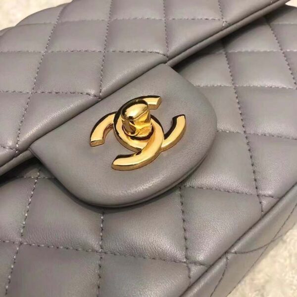 Chanel Women CC Large Classic Handbag Lambskin Gold-Tone Metal Dark Gray (7)