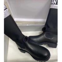 Dior Unisex CD Shoes D-Major Boot Black White Technical Fabric Black Calfskin (7)