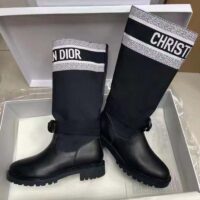 Dior Unisex CD Shoes D-Major Boot Black White Technical Fabric Black Calfskin (7)