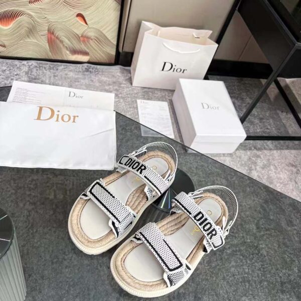 Dior Unisex CD Shoes DiorAct Sandal White Black Technical Mesh Rubber (2)