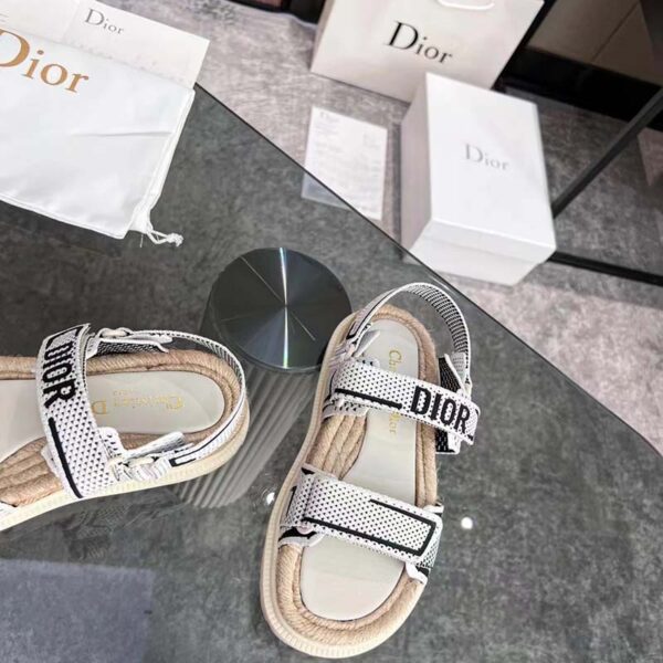 Dior Unisex CD Shoes DiorAct Sandal White Black Technical Mesh Rubber (9)