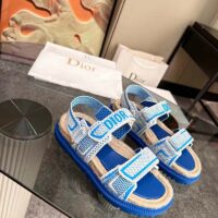 Dior Unisex CD Shoes DiorAct Sandal White Bright Blue Technical Mesh Rubber (10)