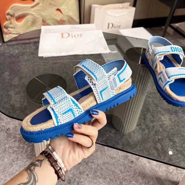 Dior Unisex CD Shoes DiorAct Sandal White Bright Blue Technical Mesh Rubber (13)