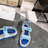 Dior Unisex CD Shoes DiorAct Sandal White Bright Blue Technical Mesh Rubber (10)