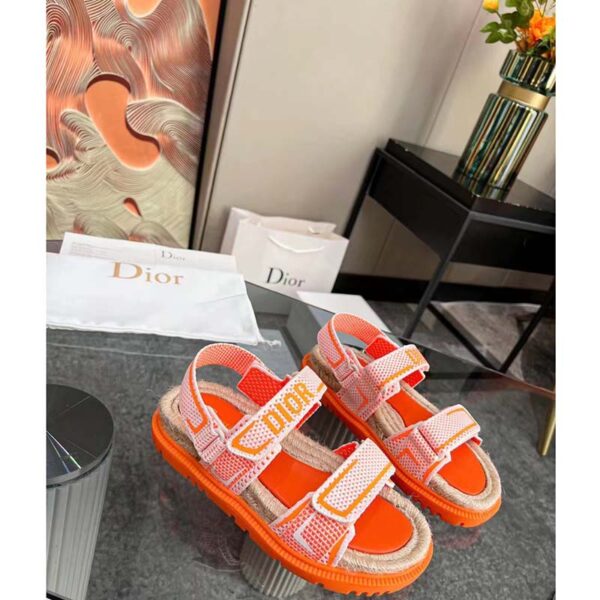 Dior Unisex CD Shoes DiorAct Sandal White Bright Orange Technical Mesh Rubber (1)