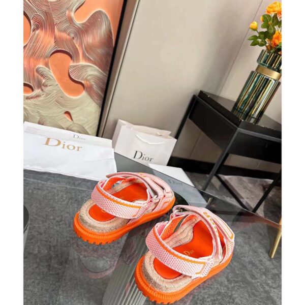 Dior Unisex CD Shoes DiorAct Sandal White Bright Orange Technical Mesh Rubber (10)