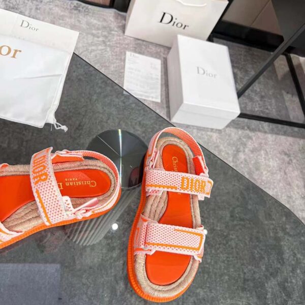 Dior Unisex CD Shoes DiorAct Sandal White Bright Orange Technical Mesh Rubber (14)