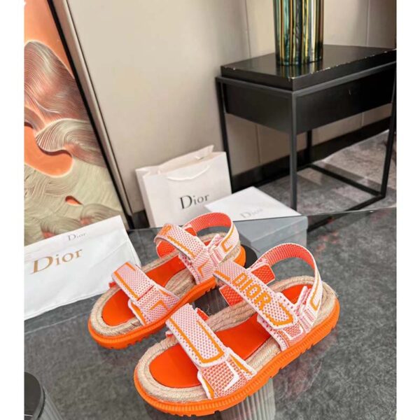 Dior Unisex CD Shoes DiorAct Sandal White Bright Orange Technical Mesh Rubber (3)