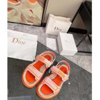 Dior Unisex CD Shoes DiorAct Sandal White Bright Orange Technical Mesh Rubber (8)