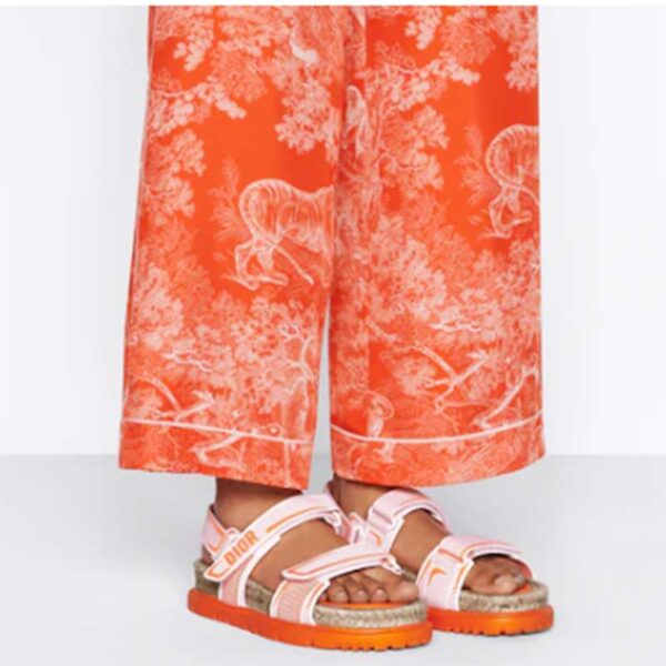 Dior Unisex CD Shoes DiorAct Sandal White Bright Orange Technical Mesh Rubber (6)