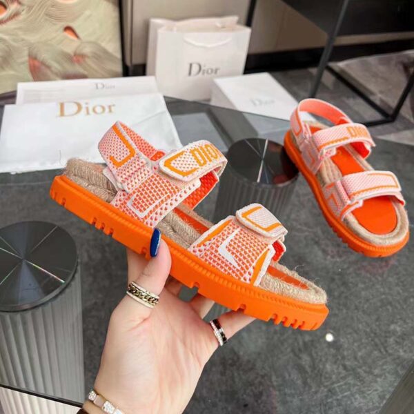 Dior Unisex CD Shoes DiorAct Sandal White Bright Orange Technical Mesh Rubber (7)