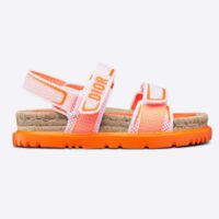 Dior Unisex CD Shoes DiorAct Sandal White Bright Orange Technical Mesh Rubber (8)