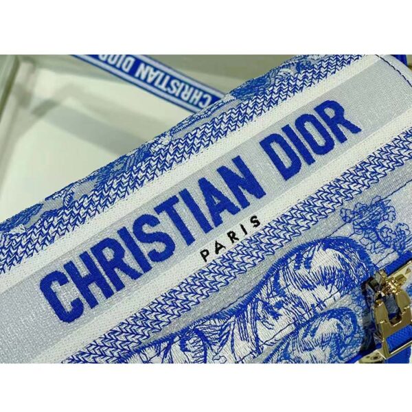 Dior Unisex CD Small Diorcamp Bag Transparent Canvas Fluorescent Blue Toile De Jouy (7)