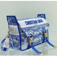 Dior Unisex CD Small Diorcamp Bag Transparent Canvas Fluorescent Blue Toile De Jouy (3)