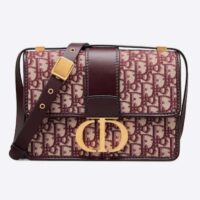 Dior Women CD 30 Montaigne Bag CD Clasp Burgundy Dior Oblique Jacquard (3)