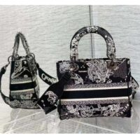 Dior Women CD Medium Lady D-Lite Bag Black Toile De Jouy Zodiac Embroidery (1)